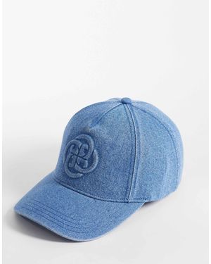 GANT – college-baseballkappe aus gebürstetem denim - Blau