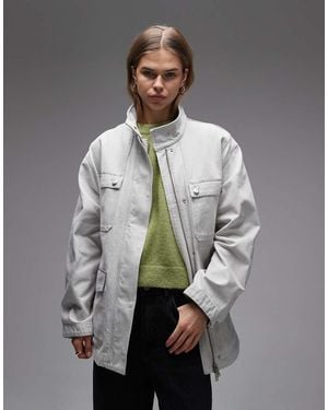 ARKET Denim Workwear Funnel Neck Overshirt - Grey