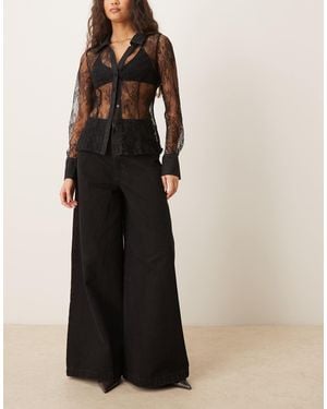 Never Fully Dressed Wide Leg Palazzo Jeans - Black