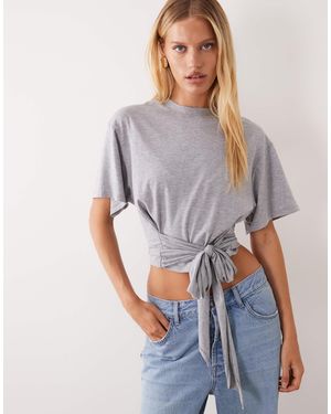 ASOS T-shirt mit bindegürtel-detail - Grau