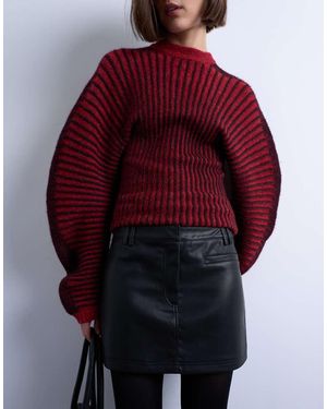 TOPSHOP Minifalda De Sastre Negra De Cuero Sintético De - Rojo
