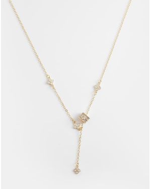 ALDO Joliena Triple Clover Lariat Necklace - White
