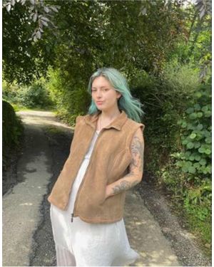 Old But Gold Vintage Vintage 90S Faux Suede Gilet Coat - Green