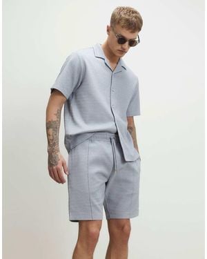 River Island Slim Fit Jacquard Textured Shorts - Blue