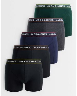 Jack & Jones 5 Pack Of Boxers With Contrast Waistband - Blue