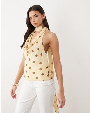 Gina Tricot Halterneck Scarf Top - Natural