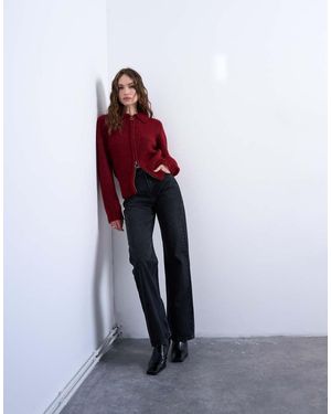 TOPSHOP Vaqueros Negro Lavado De Talle Medio Y Corte Bootcut De - Rojo