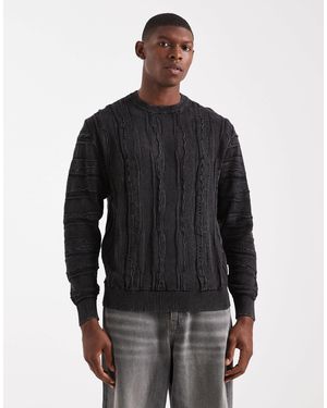 Redefined Rebel Boxy Knitted Cable Sweater - Black