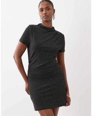 Vero Moda Vestito Corto Con Maniche Corte Arricciato Con Glitter - Nero