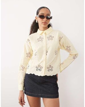 River Island Camisa Amarilla Con Diseño Calado De Encaje De - Neutro