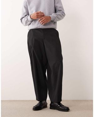 ASOS Smart Barrel Leg Trousers - Black