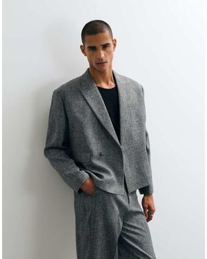 ASOS Americana De Traje Boxy En Gris Espiga Jaspeado