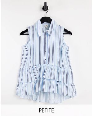River Island – ärmelloses hemd mit rüschensaum und streifenmuster - Blau