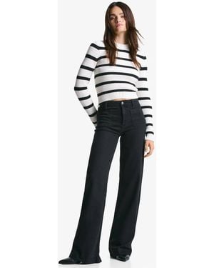 Bershka Naadloze Jeans Met Wijde Pijpen En Zakken - Blauw