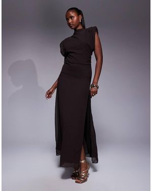 TFNC London High Neck Maxi Dress With Shoulder Pads - Blue