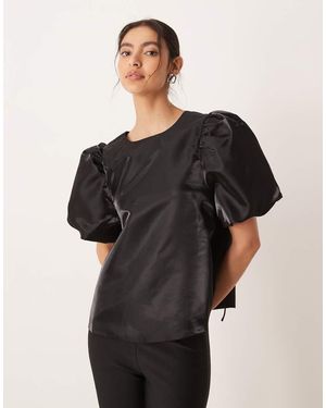 Amy Lynn Top Ultrabrillante Amplio Con Detalle De Lazadas De - Negro