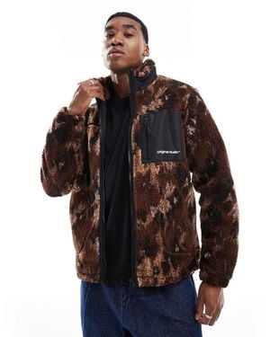 Jack & Jones Zip Through Borg Fleece - Brown