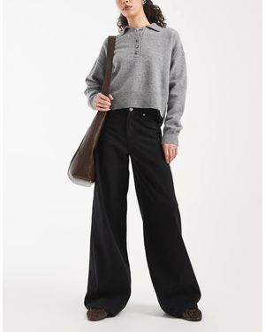 Vero Moda Vaqueros Negros De Talle Medio Y Pernera Ancha Remy De - Blanco