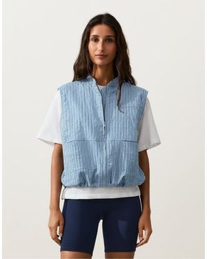 Oysho Striped Cotton Blend Vest - Blue
