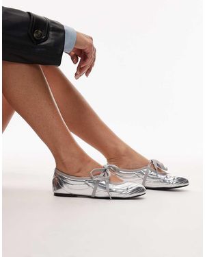 JW PEI Erika Topstitching Lace Up Ballet Flats - White