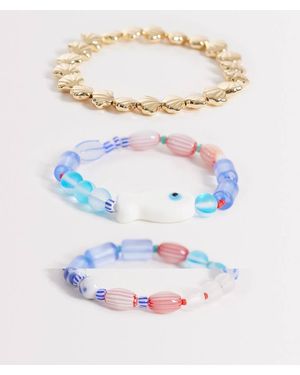 Accessorize Set Van 3 Frosty Fish Armbanden Met Stretch - Blauw
