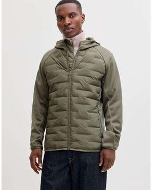 Jack & Jones Perfect Short Padded Hybrid Hooded Jacket - Green