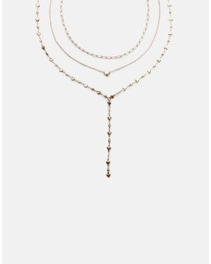 Stradivarius – set mit 3 lasso-halsketten - Weiß