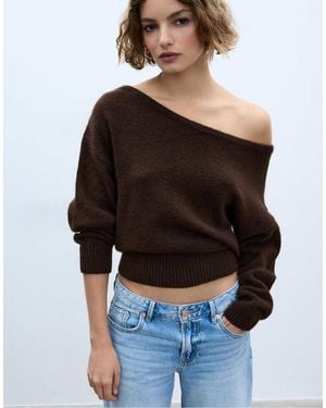 Stradivarius Soft-Touch Knit Boat Neck Jumper - Black