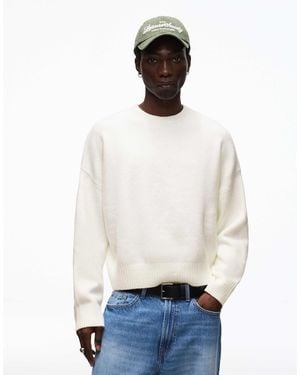 Bershka Boxy-pullover mit rundhalsausschnitt - Weiß
