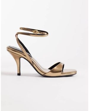 ASOS Hope Barely There Mid Heel Stiletto Sandals - Metallic