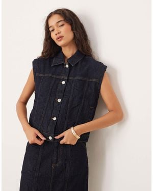 Vila Seam-Detail Denim Waistcoat Co-Ord - Blue