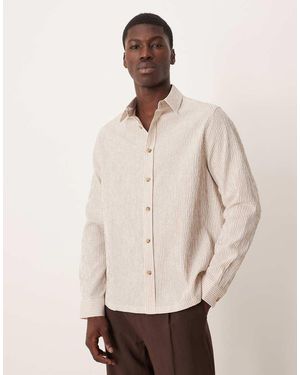 ASOS Relaxed Seersucker Stripe Shirt - Natural