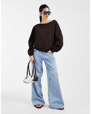 ONLY Felpa Cioccolato Con Scollo Asimmetrico - Blu