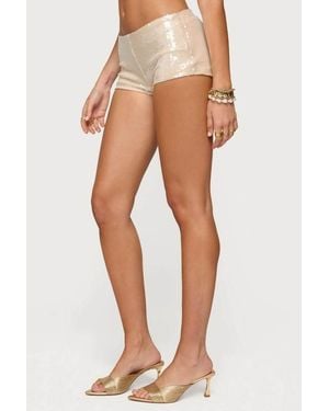 Edikted Roxey Sequin Micro Shorts - Natural