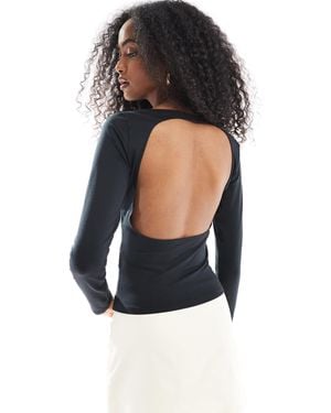 Hollister Long Sleeve Open Back Top - Black