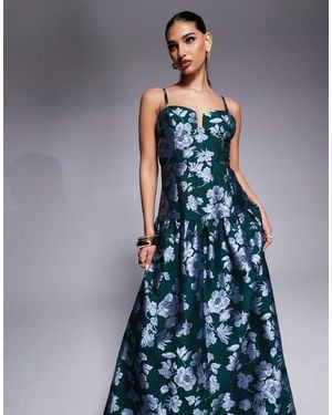 Lulus Lulus Drop Hem Jacquard Maxi Dress - Blue