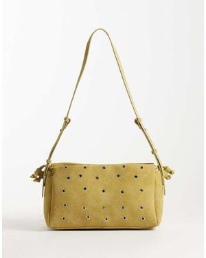 ASOS Bolso Bandolera Ajustable De Ante Sintético Con Ojales En Ocre - Metálico
