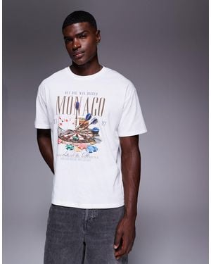 ADPT Oversized T-Shirt With Casino Print - Gray