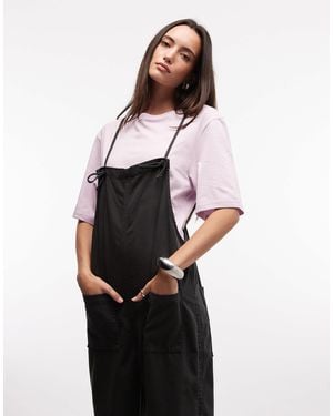 Monki Cotton Twill Adjustable Wide Leg Jumpsuit - White