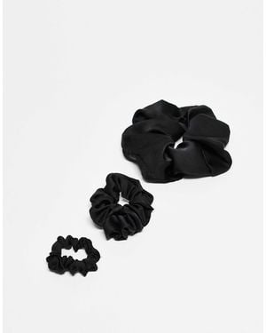 ASOS Pack Of 3 Satin Scrunchies - Black