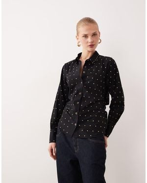 Never Fully Dressed Hotfix Studded Bow Back Shirt - Black