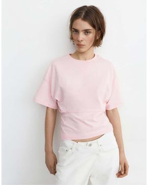 Pull&Bear Boxy Panel T-shirt - Pink