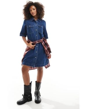 ONLY Short Sleeve Denim Dress - Blue