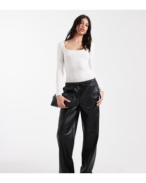 Vero Moda Tie Waist Wide Leg Faux Leather Trouser - Black