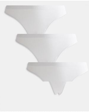 ONLY 3 Pack Ribbed Seamless Lingerie Thong - White
