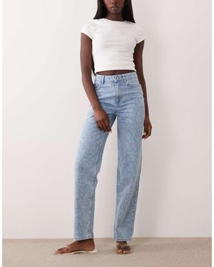 Miss Selfridge Vaqueros Azul Medio De Pernera Recta Con Estampado De Encaje