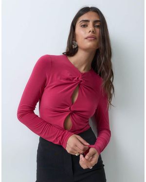 ASOS Body Con Davanti Intrecciato E Maniche Lunghe - Rosso