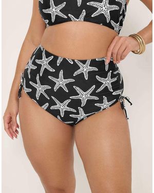 Yours Clothing Starfish Tummy Control Bikini Briefs - Black