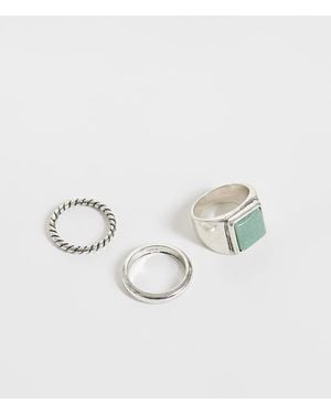 Reclaimed Vintage Three Pack Of Rings With Stone - Metallic