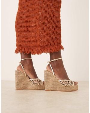 ASOS Toni Woven Knotted Wedge Sandals - Brown